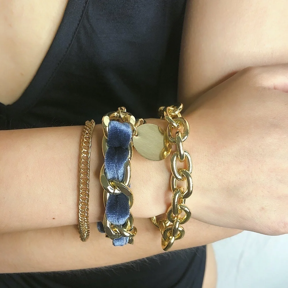 *IMOGEN* 3-Pc Gold Chain Fashion Bracelet Set